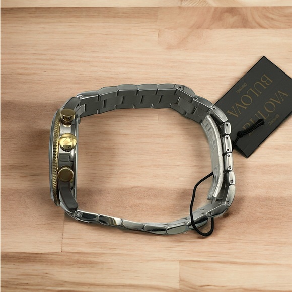 Bulova Classic Mens Chronograph Diamond Accent Two Tone Stainless Steel 98D172 - Picture 7 of 8